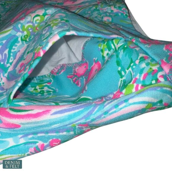 Lilly Pulitzer Darci Knit Shorts Amalfi Blue Pink Floral Scalloped Hem Resort 6 - Picture 4 of 7